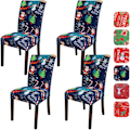 Miniatyrbild 1 av 5: (Jultomte, 4-pack) Julstolar Överdrag Stretch Matstolar