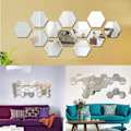 Miniatyrbild 5 av 5: 12 spegelakrylstickers för vägg (hexagonal, röd) 17,7 cm x 15,3 cm