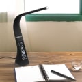 Miniatyrbillede 1 af 4: Sort-U2 5W LED-skrivebordslampe, dæmpbar skærm, skrivebordslampe med alarm c