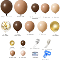 Miniatyrbillede 2 af 5: 126 stykker kaffebrun ballon guirlande beige abrikos nøgen karamel