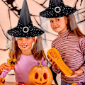Miniatyrbild 5 av 5: 2 st Halloween häxhatt kostym cosplay hatt med snyggt nät Cr
