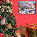 Miniatyrbild 3 av 5: 5D (15,7x11,8 tum) Diamantmålning Jul Snöscen, Diamant