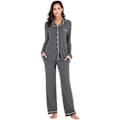 Miniatyrbild 1 av 4: Dam pyjamas set, långärmad knäppt pyjamas, 2-delad dam