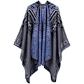 Miniatyrbillede 1 af 5: Grå Vintage Poncho Kappe Tassel Sjal Wrap Cardigan C til kvinder