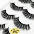 5 paria tekoripsiä - 3D faux mink - G800 Musta