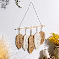 Pikkukuva 2 / 5: Bohemian Chic Feather Macrame Seinätekstiili Käsintehty Kudotut Lehdet