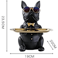 Miniatyrbilde 2 av 5: Fransk Bulldogg Statue med Rustfritt Stål Brett, Borddekorasjon