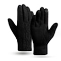 Miniatyrbillede 1 af 4: Herre sorte cashmere handsker med tyndt for og kabeldesign, pl