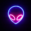 Miniatyrbild 5 av 5: Alienhuvud LED Neon Väggskylt Rosa Blå LED Väggskylt för Sovrum