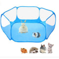 Miniatyrbillede 1 af 5: Bærbar lille kæledyrsbur transparent pindsvin hamster telt blå