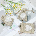 Miniatyrbillede 4 af 4: 10 stk. Juteposer 10x14cm Jute Hjerte Lommer Sæt Lille Snøre B
