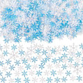 Miniatyrbild 1 av 5: 600-pack snöflingor konfetti, vita och blåa konstgjorda snöflingor
