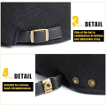 Miniatyrbilde 4 av 4: Herre Flat Beret Cap Justerbar Flat Hat Høst Vinter（Svart）