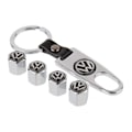 Miniatyrbillede 1 af 3: VW logo ventilkapper med nøglering Sølv one size