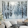 Miniatyrbilde 5 av 5: 1 stk 150 x 130 cm (Skog under snøen) Veggteppe Romdekor