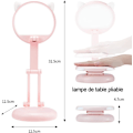 Miniatyrbillede 3 af 5: LED-lampe, børnebordlampe, katteøre lyserød pige sengebordslampe, bordlampe