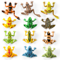 Miniatyrbilde 1 av 5: 12 fargerike plastfrosker modell ornamenter sett simulering frosk min