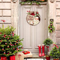 Miniatyrbild 4 av 5: God Jul Jul Välkommen Skylt för Entrédörr, Trä Utomhus