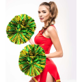 Miniatyrbild 2 av 5: Gröna och guldfärgade cheerleader-pompoms, 2 stycken metalliska cheerleader-pompoms