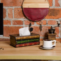 Miniatyrbillede 5 af 5: Rektangulær trælommetørklædeæske - retro-stil - brugt i badeværelset