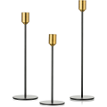 Miniatyrbild 1 av 5: 3 Ljusstakar Ljusstake Guld och Svart Metall Hög Guld Ljus