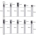 Miniatyrbilde 2 av 5: 10 stk Tungsten Carbide roterende burrsett med slipehode for Dre