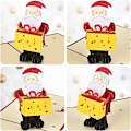 Miniatyrbilde 1 av 5: 4 stk 3D julekort, julekort med konvolutt Pop Up Chris