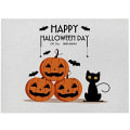Miniatyrbild 3 av 5: Set med 4 färgade Halloween-underlägg i bomull och linne - Katt