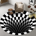 Pikkukuva 5 / 5: 3d Vortex Illusion Pyöreä Matto Liukumaton Matto Ruudullinen Ovimatto