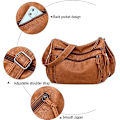 Miniatyrbild 3 av 5: (Brun) Dam Crossbody Väska i Mjukt PU Läder Dam Handväska C