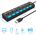 Miniatyrbillede 5 af 5: Multi-Port USB-splitter, 7-Port USB 2.0 Hub, USB A Data Hub med