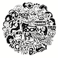 Pikkukuva 1 / 5: 50 Rock Rock Punk -bändin graffititarrat Matkalaukku Moottoripyörä Skat