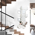 Miniatyrbild 2 av 5: 12 spegelakrylstickers för vägg (hexagonal, röd) 17,7 cm x 15,3 cm