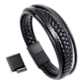 Miniatyrbillede 1 af 5: Flettet læderarmbånd til mænd Sort