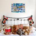 Miniatyrbild 3 av 5: Jul 3D falskt fönster, 60 * 90cm, 6-pack set med tomtenissar