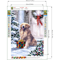 Miniatyrbild 2 av 5: 5D DIY Diamantmålning Nummer Kit, Hund Julgåva Full Round