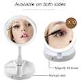 Miniatyrbillede 4 af 5: Bærbar sammenklappelig 1x/10x forstørrende LED-belyst dobbeltsidet makeup