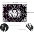 Pikkukuva 3 / 5: Aurinko ja kuu seinävaatetapetti, musta psykedeelinen mandala W