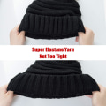 Miniatyrbillede 4 af 5: 2 stk. Dame Vinterhue med Pompom, Varm Strikket Hue med Fleece
