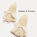 Miniatyrbillede 4 af 5: Baby Girl Summer Straw Hat with Lace Bow and Foldable Wide Brim S
