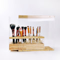 Miniatyrbild 2 av 5: 31-håls transparent sminkborsthållare i bambu med transparent a