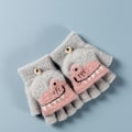 Miniatyrbild 2 av 3: 2 par barns vinterhandskar stickade handskar 5 fingerhandskar U