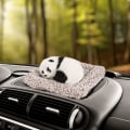 Miniatyrbillede 5 af 5: Grå bambus trækul luftrensende poser, sovende panda bilpynt