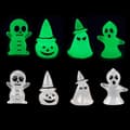 Sett med 8 miniatyrlysende harpiks-spøkelser Halloween-dekor