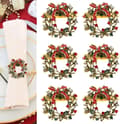 6 stk. juleservietringe blomsterkransform servietringe til