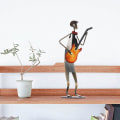 Miniatyrbillede 2 af 5: Cowboy Band Musik Guitar Spiller Metal Jern Skulptur Håndværker Bak