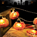 Miniatyrbilde 5 av 5: Halloween-lyskjede utendørs, 10 fot 20 LED Halloween-gresskarlys