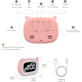 Miniatyrbilde 4 av 5: 1 stk rosa barneklokke med alarm, LED nattlys