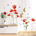 Miniatyrbillede 1 af 4: Farve blomst plante sommerfugl vægklistermærke baggrundsvæg stue