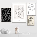 Pikkukuva 2 / 5: Luovat, minimalistiset, abstraktiset viivat, ihmiskasvokuviot, kangas